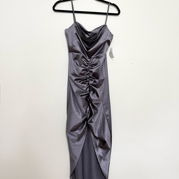 Windsor Bre Formal Satin Ruched Midi Dress small - Picture 4 of 8